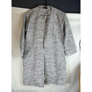 Eileen Fisher Longline Jacket Blazer Coat / Dustier, Black White, Petite 2-4 Pp
